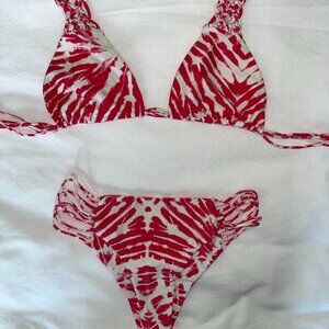 Mikoh strappy pink zebra print bikini